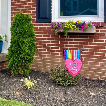 Love is Love Rainbow Heart Garden Flag