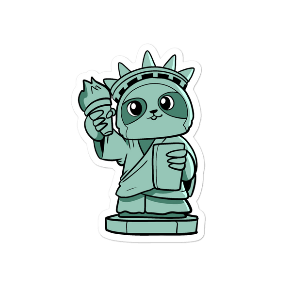 Sloth of Liberty Cartoon - Bubble-free stickers - Proud Libertarian - Cartoons of Liberty