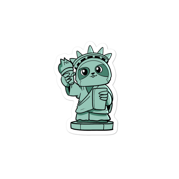 Sloth of Liberty Cartoon - Bubble-free stickers - Proud Libertarian - Cartoons of Liberty