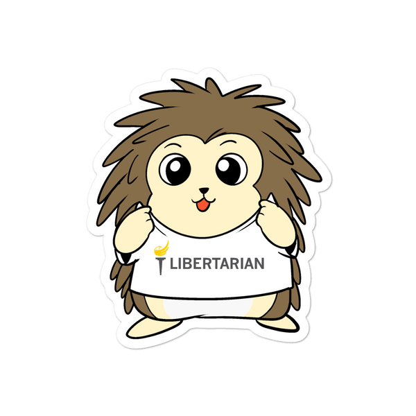 Libertarian Party Cartoon Porcupine - Bubble-free stickers - Proud Libertarian - Cartoons of Liberty